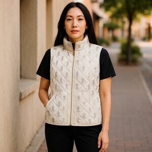 Simply Southern Pineapple Puffy Vest Womens Large